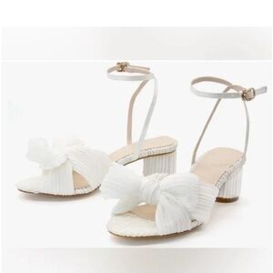 Mucccute Pleated Bow Block Heel Sandals